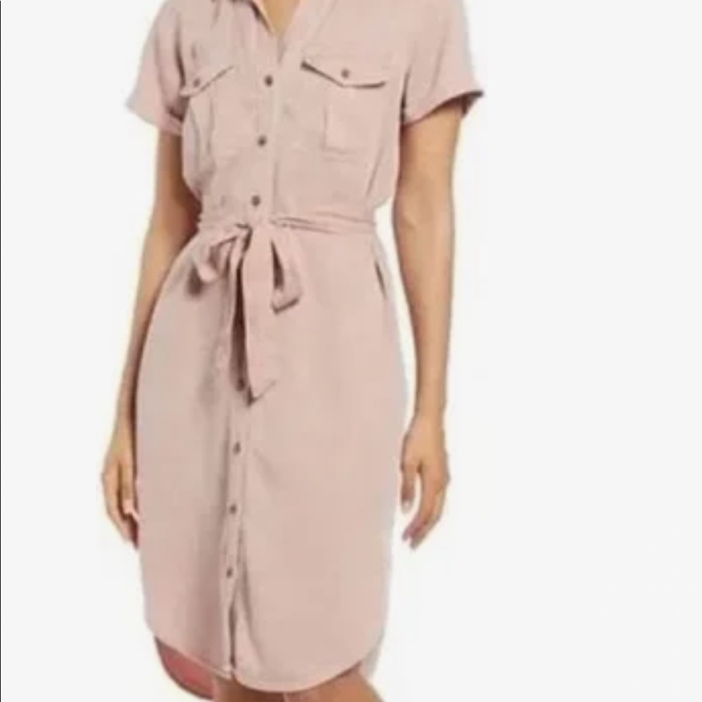 Pink shirt dress